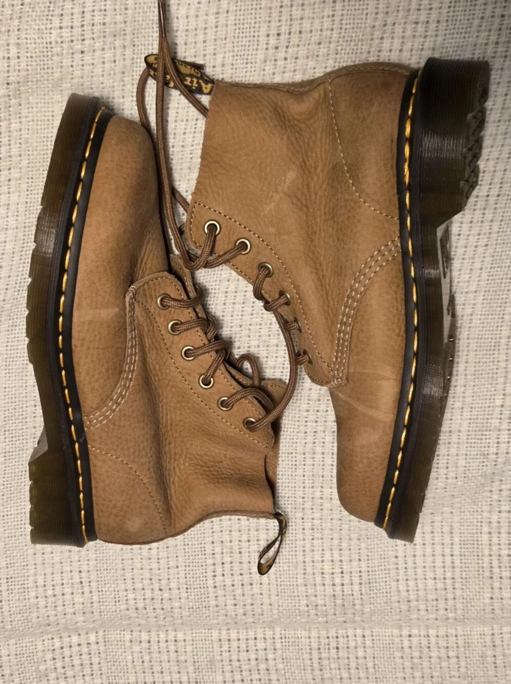 Dr. Martens 101 Unbound Tumbled Nubuck Leather Boots Tan 6M 7L Air Wair